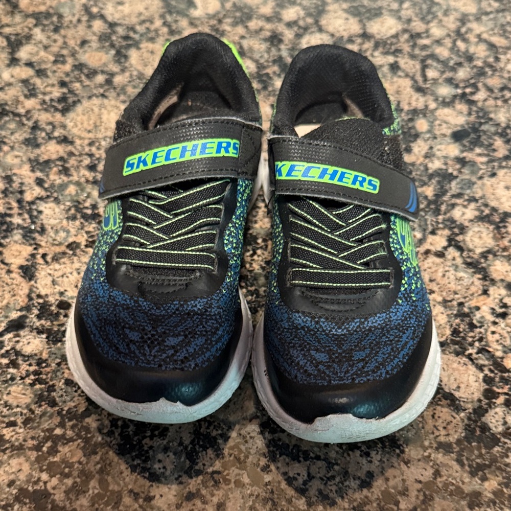 Skechers Kids' Black and Green Sneakers